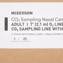 ETCO2 Nasal Sampling Cannula with O2 Delivery McKesson Adult Curved Prong / NonFlared Tip 7 Foot O2 / 2 Inch CO2 Line