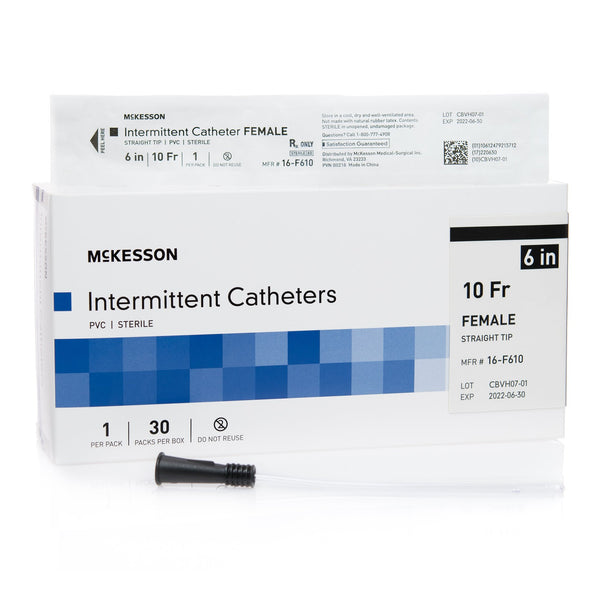 Urethral Catheter McKesson Straight Tip Uncoated PVC 10 Fr. 6 Inch