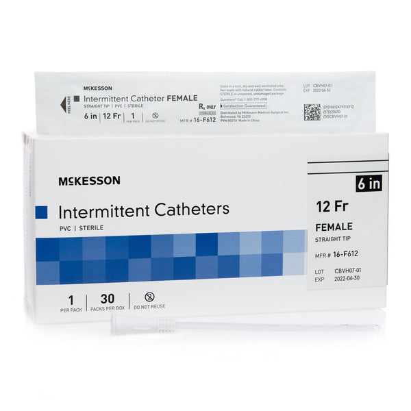 Urethral Catheter McKesson Straight Tip Uncoated PVC 12 Fr. 6 Inch