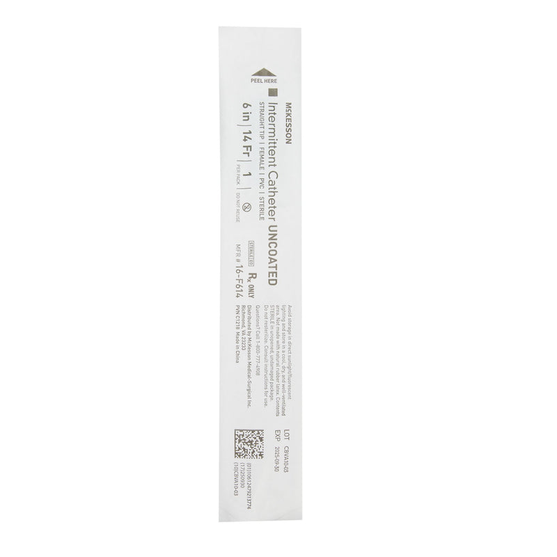 Urethral Catheter McKesson Straight Tip Uncoated PVC 14 Fr. 6 Inch