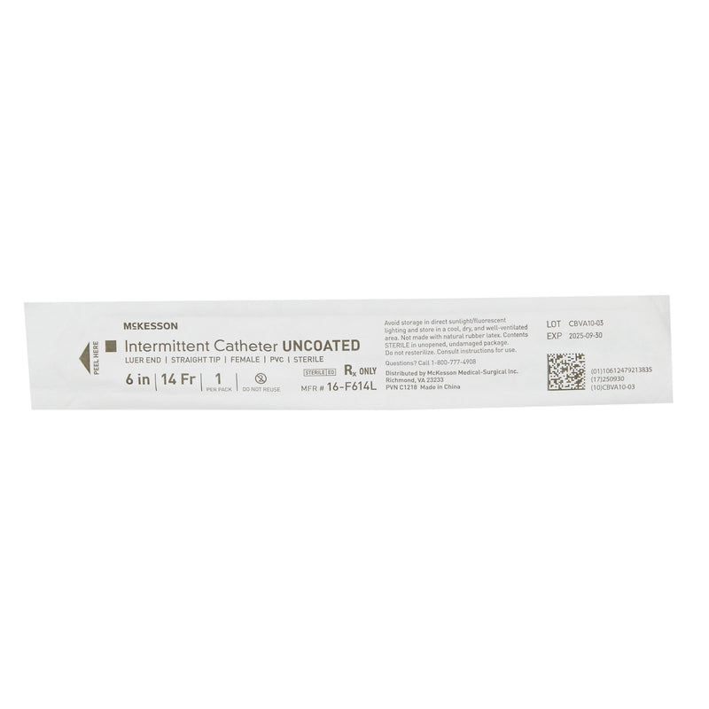 Urethral Catheter McKesson Straight Tip Uncoated PVC 14 Fr. 6 Inch