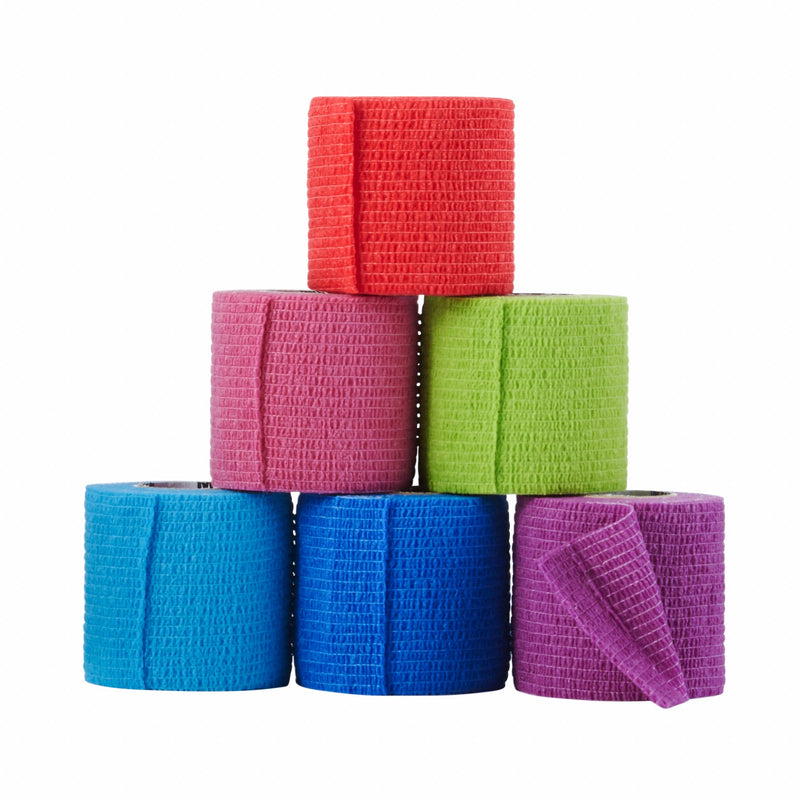 Cohesive Bandage McKesson 2 Inch X 5 Yard Self-adherent Closure Purple / Pink / Green / Light Blue / Royal Blue / Red NonSterile Standard Compression