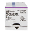 Absorbable Suture with Needle McKesson Polyglycolic Acid P-12 3/8 Circle Precision Reverse Cutting Needle Size 4-0 Braided