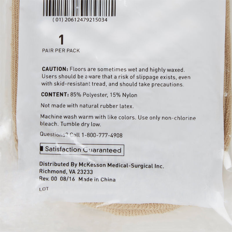 Slipper Socks McKesson Unisex Adult X-Large Single Tread Single Patient Use Tan