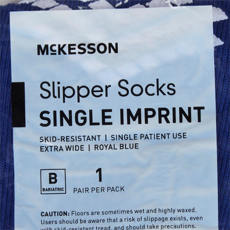 Slipper Socks McKesson Unisex Adult Bariatric / X-Wide Single Tread Single Patient Use Royal Blue