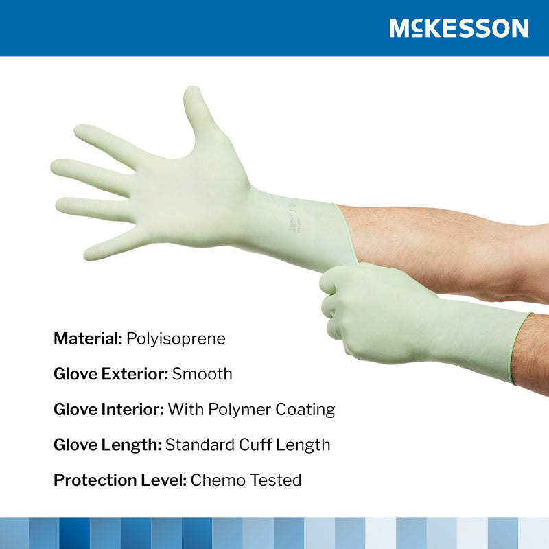 Surgical Glove McKesson Perry® Performance Plus Size 6.5 Sterile Polyisoprene Standard Cuff Length Smooth Green Chemo Tested