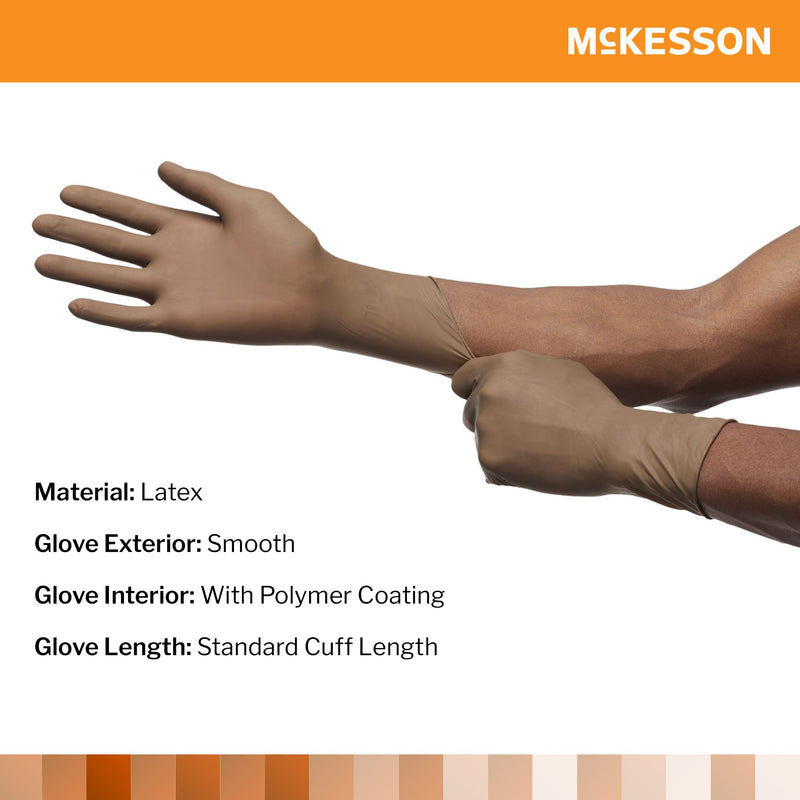 Surgical Glove McKesson Perry® Size 7 Sterile Latex Standard Cuff Length Smooth Brown Not Chemo Approved