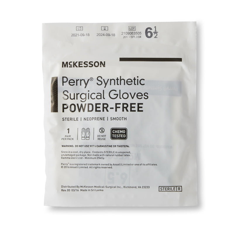 Surgical Glove McKesson Perry® Performance Plus Size 6.5 Sterile Polychloroprene Standard Cuff Length Smooth Dark Green Chemo Tested