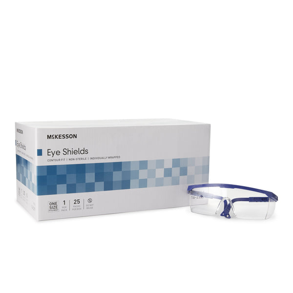 Eye Shield McKesson Brand Side Shield Clear Tint Blue / Clear Frame Over Ear One Size Fits Most