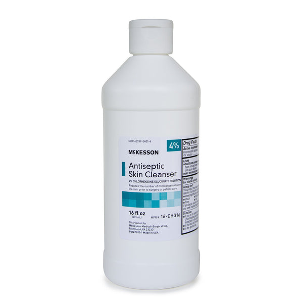 Antiseptic Skin Cleanser McKesson 16 oz. Flip-Top Bottle 4% Strength CHG (Chlorhexidine Gluconate) / Isopropyl Alcohol NonSterile