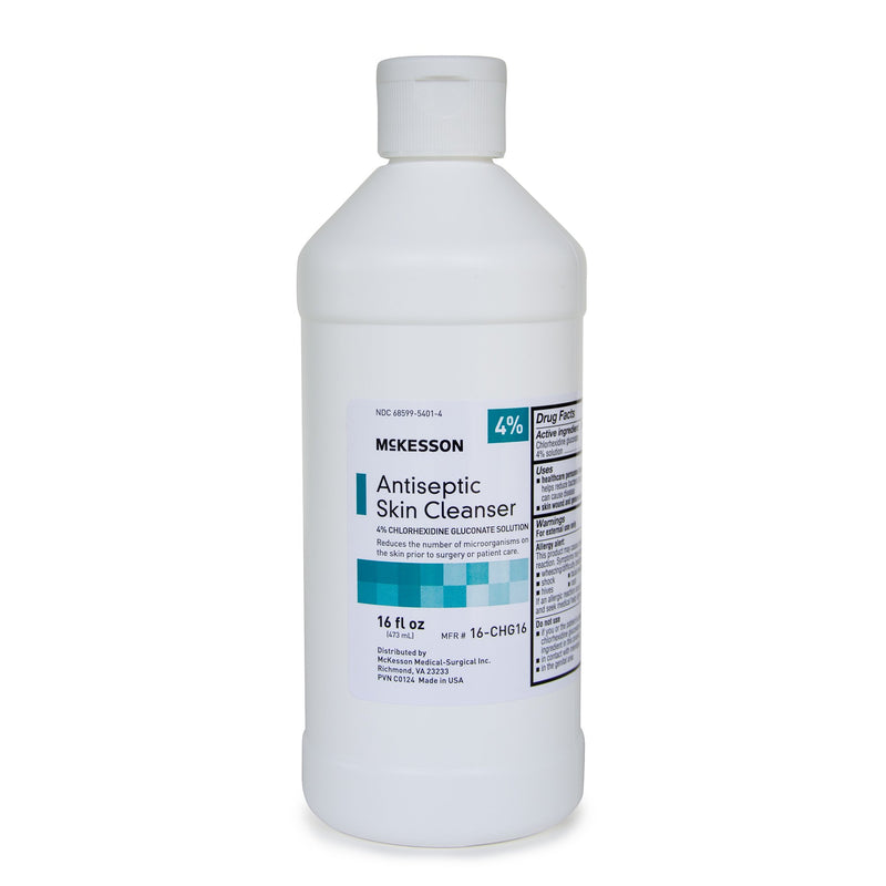 Antiseptic Skin Cleanser McKesson 16 oz. Flip-Top Bottle 4% Strength CHG (Chlorhexidine Gluconate) / Isopropyl Alcohol NonSterile