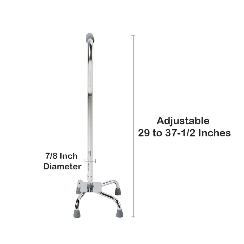 Large Base Quad Cane McKesson Steel 29 to 37-1/2 Inch Height Chrome