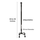 Small Base Quad Cane McKesson Steel 30 to 39 Inch Height Black