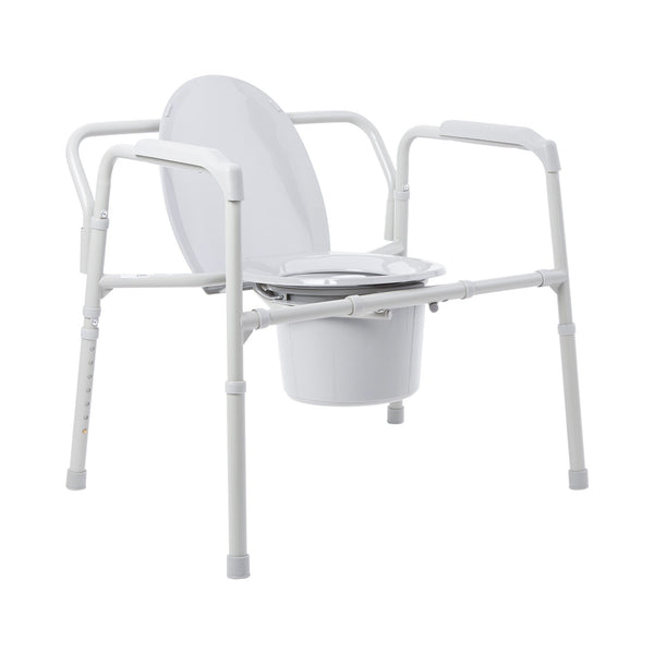 3-in-1 Commode Chair McKesson Fixed Arms Steel Frame Back Bar 13-3/4 Inch Seat Width 650 lbs. Weight Capacity