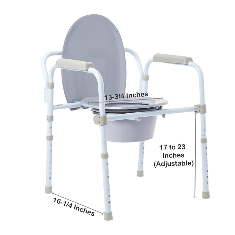 3-in-1 Commode Chair McKesson Fixed Arms Steel Frame Back Bar 13-3/4 Inch Seat Width 350 lbs. Weight Capacity