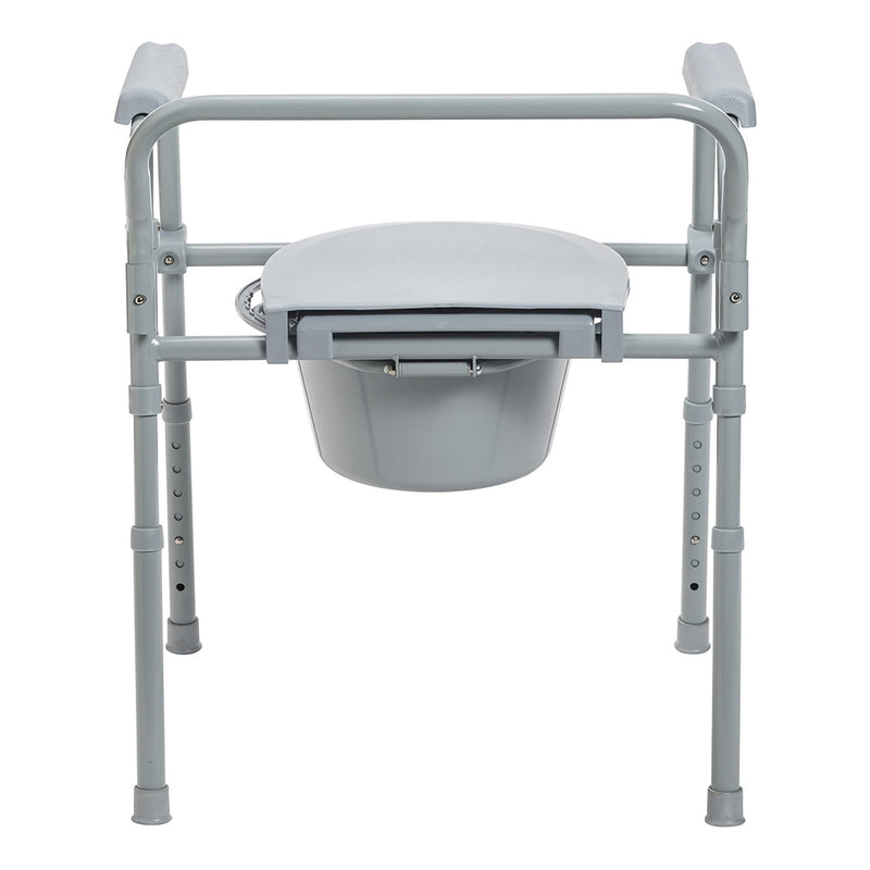 3-in-1 Commode Chair McKesson Fixed Arms Steel Frame Back Bar 13-1/2 Inch Seat Width 350 lbs. Weight Capacity