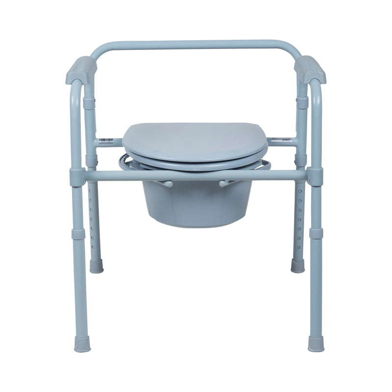 3-in-1 Commode Chair McKesson Fixed Arms Steel Frame Back Bar 13-1/2 Inch Seat Width 350 lbs. Weight Capacity