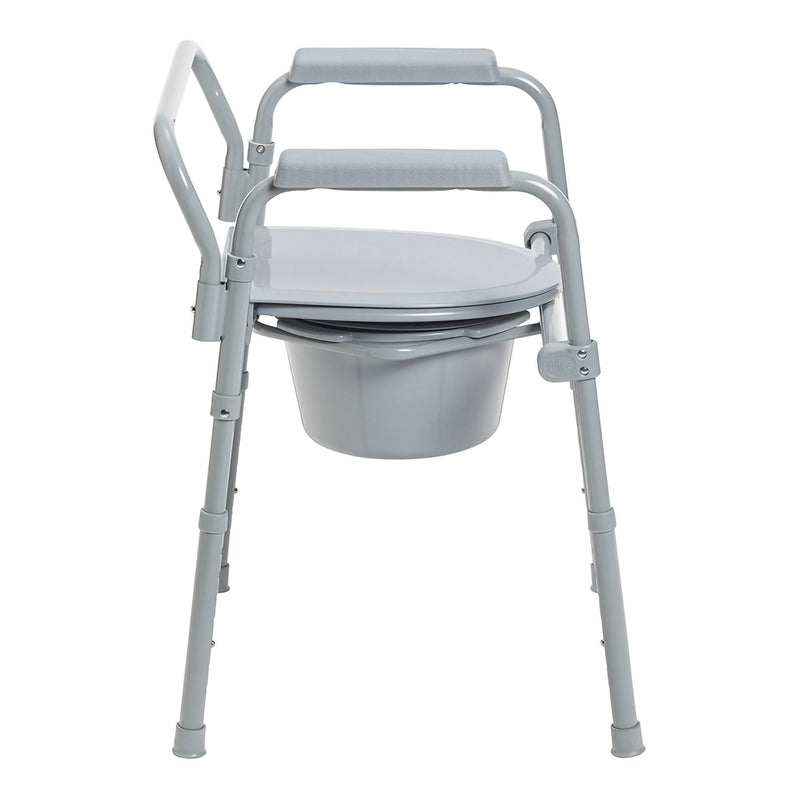 3-in-1 Commode Chair McKesson Fixed Arms Steel Frame Back Bar 13-1/2 Inch Seat Width 350 lbs. Weight Capacity
