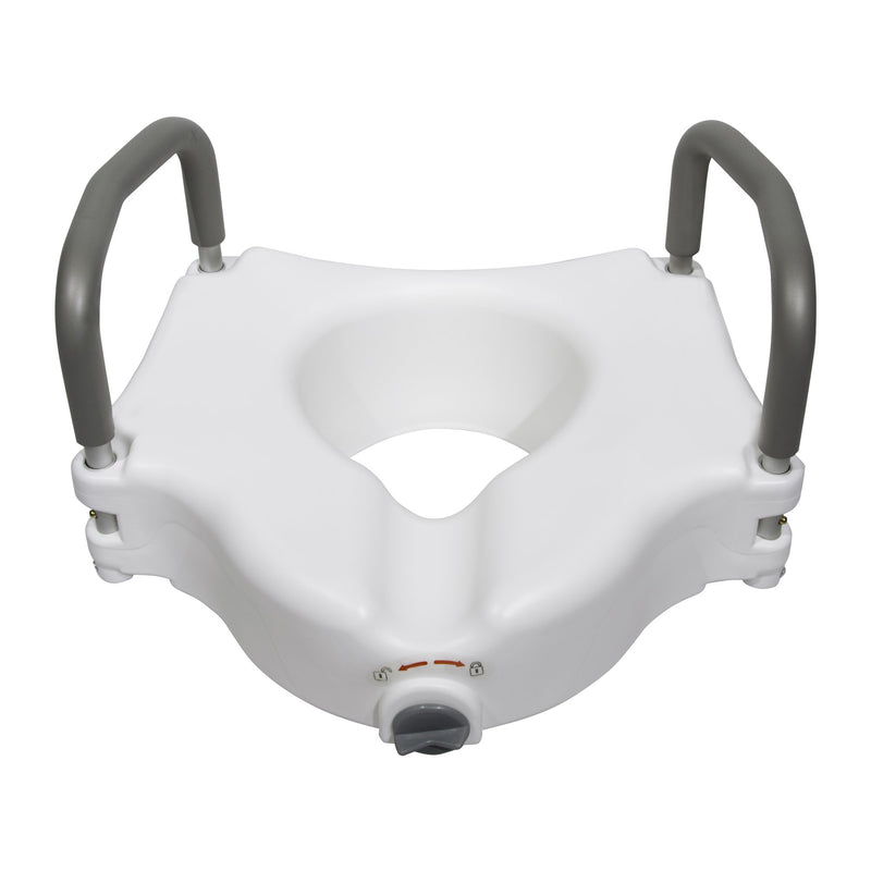 Raised Toilet Seat with Arms McKesson 5 Inch Height Standard / Elongated 300 lbs. Weight Capacity
