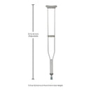 Underarm Crutches McKesson Tall Adult 5 Foot 10 Inch to 6 Foot 6 Inch User Height Aluminum Frame 350 lbs. Weight Capacity