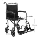 Transport Chair McKesson 19 Inch Seat Width Full Length Arm Swing-Away Footrest Steel Frame with Silver Vein Finish