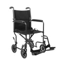 Transport Chair McKesson 19 Inch Seat Width Full Length Arm Swing-Away Footrest Steel Frame with Silver Vein Finish