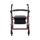 4 Wheel Rollator McKesson Red Adjustable Height / Folding Aluminum Frame