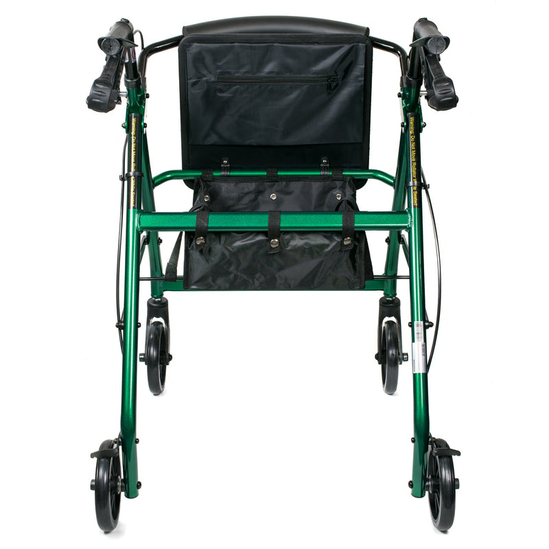 4 Wheel Rollator McKesson Green Adjustable Height / Folding Aluminum Frame