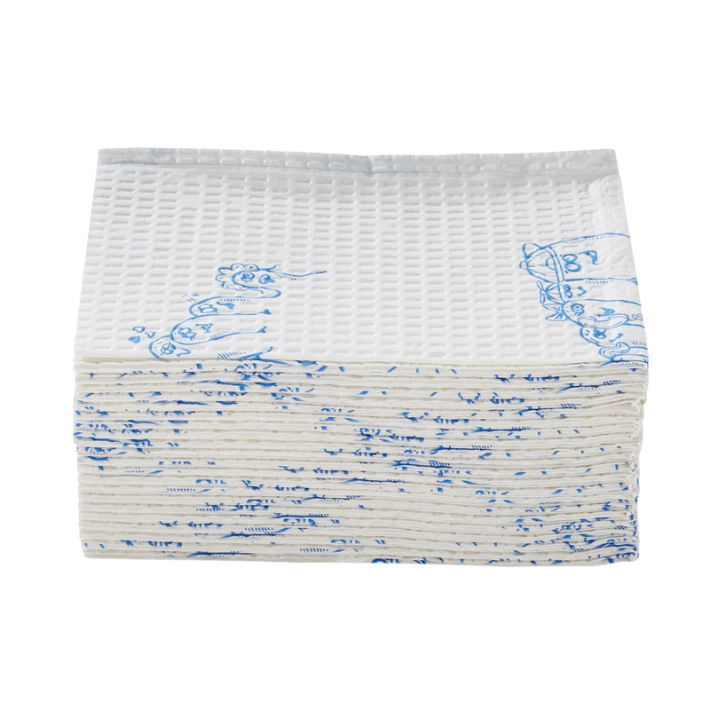 Procedure Towel McKesson 13 W X 18 L Inch White / Blue Cartoon Toes NonSterile