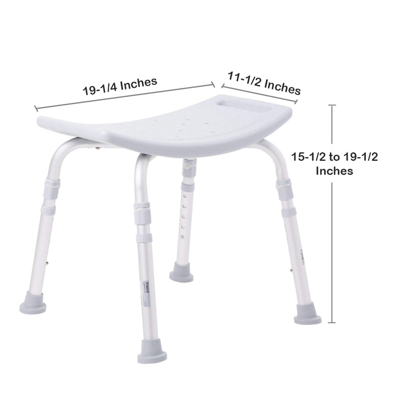 Bath Bench McKesson Without Arms Aluminum Frame Without Backrest 19-1/4 Inch Seat Width 300 lbs. Weight Capacity