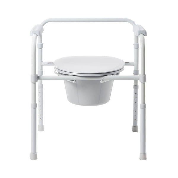 3-in-1 Commode Chair McKesson Fixed Arms Steel Frame Back Bar 13-1/4 Inch Seat Width 350 lbs. Weight Capacity