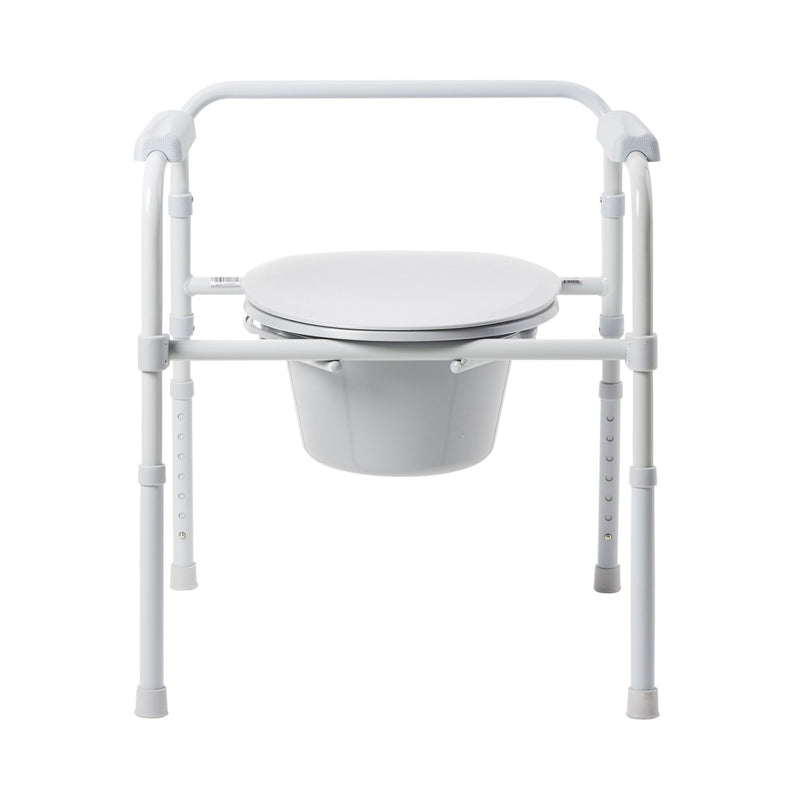 3-in-1 Commode Chair McKesson Fixed Arms Steel Frame Back Bar 13-1/4 Inch Seat Width 350 lbs. Weight Capacity