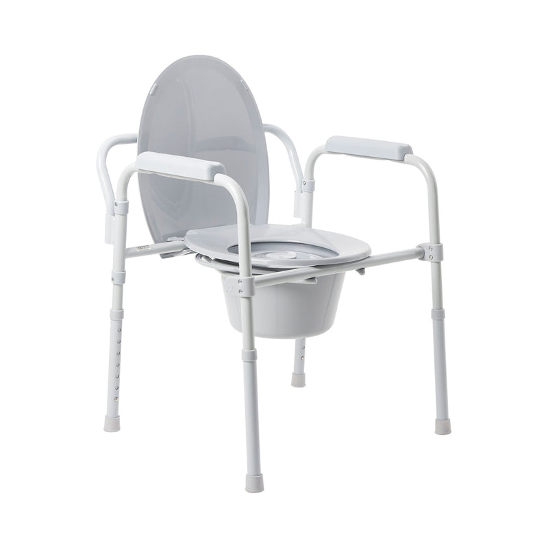3-in-1 Commode Chair McKesson Fixed Arms Steel Frame Back Bar 13-1/4 Inch Seat Width 350 lbs. Weight Capacity