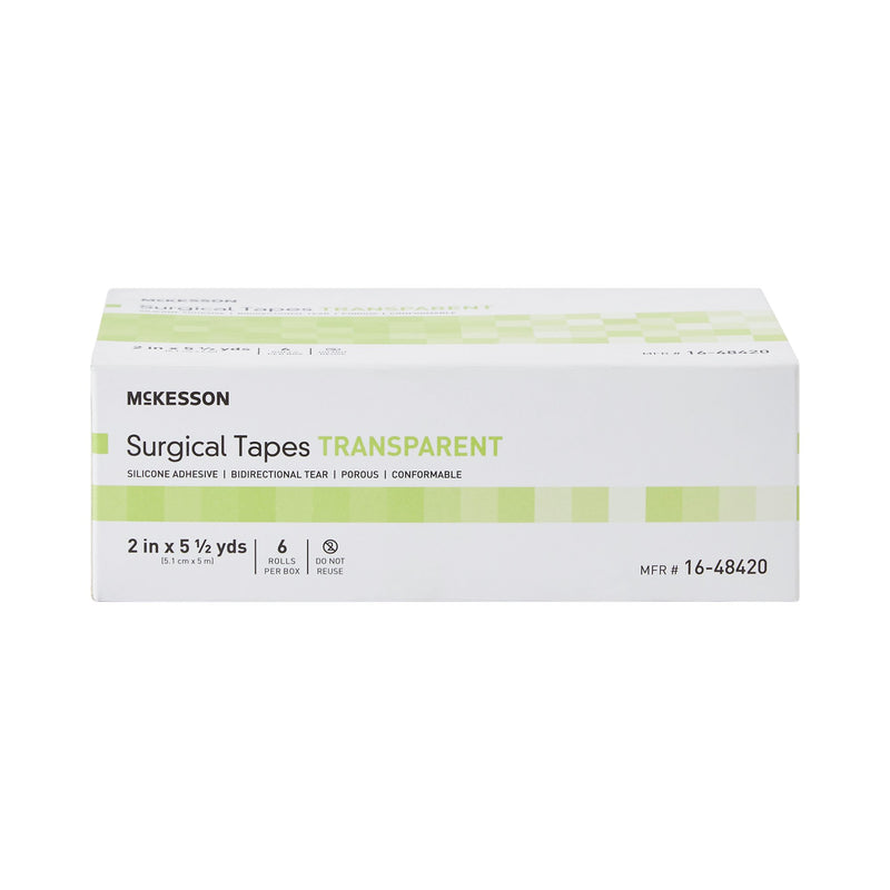 Medical Tape McKesson Transparent 2 Inch X 5-1/2 Yard Plastic / Silicone NonSterile
