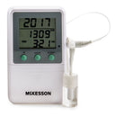 Digital Refrigerator / Freezer Thermometer with Alarm McKesson Fahrenheit / Celsius -58° to +158°F (-50° to +70°C) Glycol Bottle Probe Multiple Mounting Options Battery Operated
