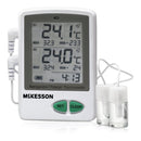 Datalogging Refrigerator / Freezer Thermometer with Alarm McKesson Fahrenheit / Celsius -58° to +158°F (-50° to +70°C) 2 Glycol Bottle Probes / Internal Sensor Flip-out Stand Battery Operated