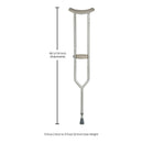Bariatric Underarm Crutches McKesson Adult 5 Foot 2 Inch to 5 Foot 10 Inch User Height Steel Frame 500 lbs. Weight Capacity