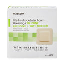 Thin Foam Dressing McKesson Lite 3 X 3 Inch With Border Film Backing Silicone Gel Adhesive Square Sterile