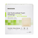 Thin Foam Dressing McKesson Lite 4 X 4 Inch With Border Film Backing Silicone Gel Adhesive Square Sterile