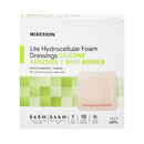 Thin Foam Dressing McKesson Lite 6 X 6 Inch With Border Film Backing Silicone Gel Adhesive Square Sterile