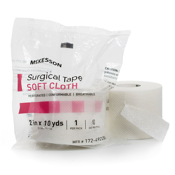 Perforated Medical Tape McKesson White 2 Inch X 10 Yard Soft Cloth NonSterile