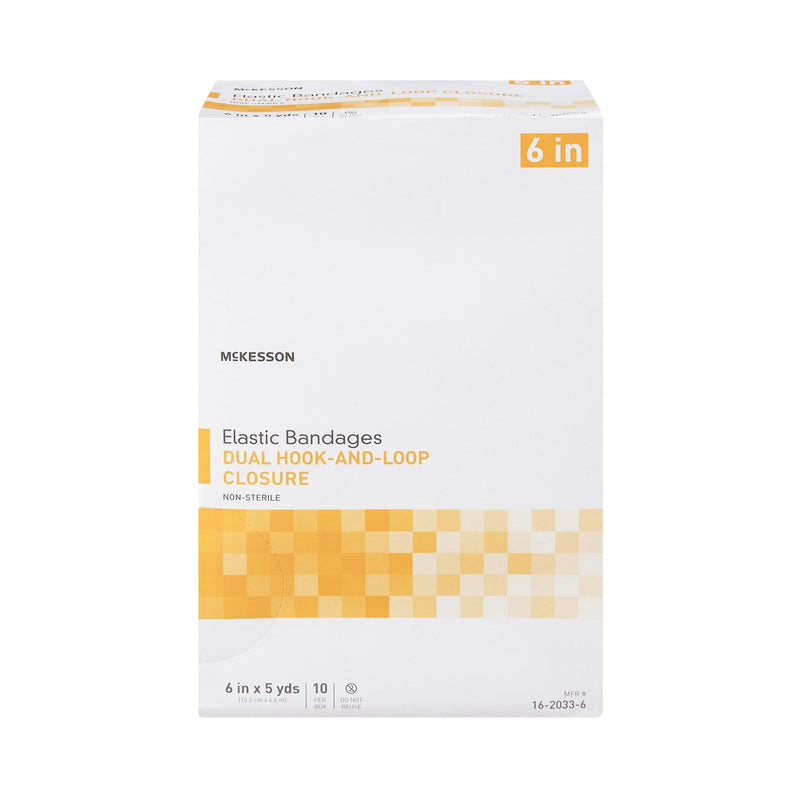 Elastic Bandage McKesson 6 Inch X 5 Yard Double Hook and Loop Closure Tan NonSterile Standard Compression
