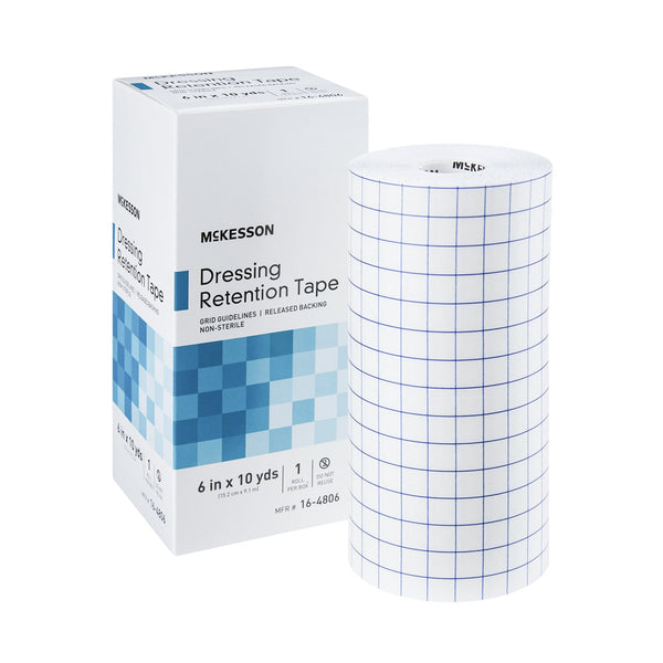 Water Resistant Dressing Retention Tape with Liner McKesson White 6 Inch X 10 Yard Nonwoven / Printed Release Paper NonSterile