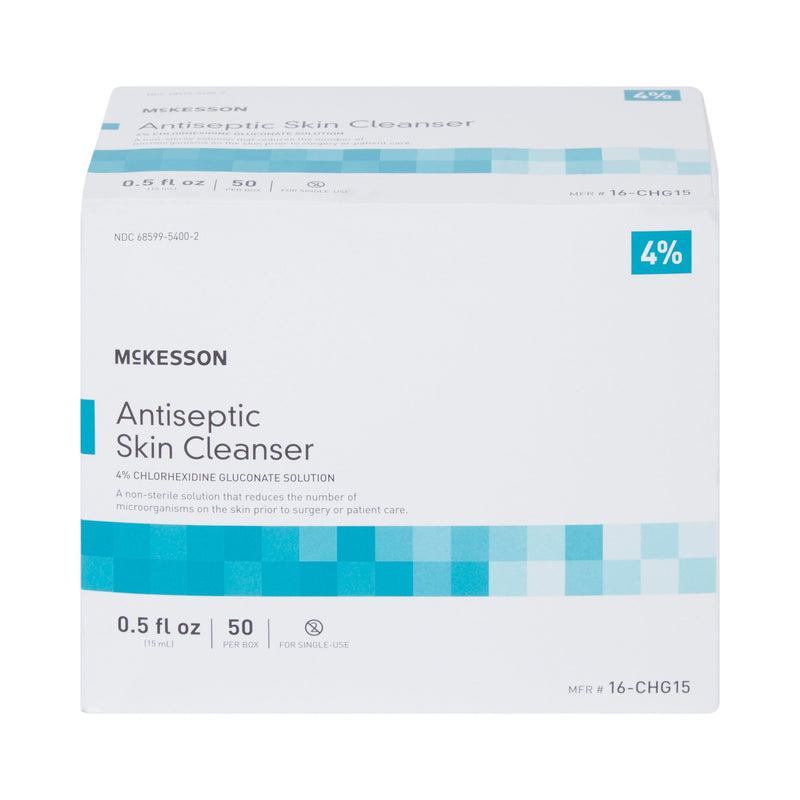 Antiseptic Skin Cleanser McKesson 15 mL Individual Packet 4% Strength CHG (Chlorhexidine Gluconate) / Isopropyl Alcohol NonSterile