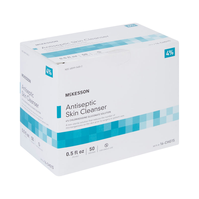 Antiseptic Skin Cleanser McKesson 15 mL Individual Packet 4% Strength CHG (Chlorhexidine Gluconate) / Isopropyl Alcohol NonSterile