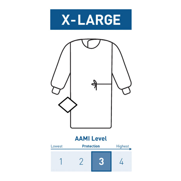 Non-Reinforced Surgical Gown with Towel McKesson X-Large Blue Sterile AAMI Level 3 Disposable