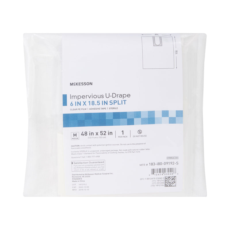 Orthopedic Drape McKesson Impervious U-Drape 52 W X 48 L Inch Sterile