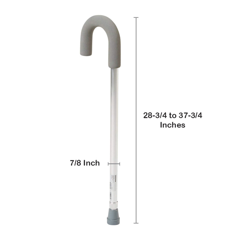 Round Handle Cane McKesson Aluminum 28-3/4 to 37-3/4 Inch Height Silver