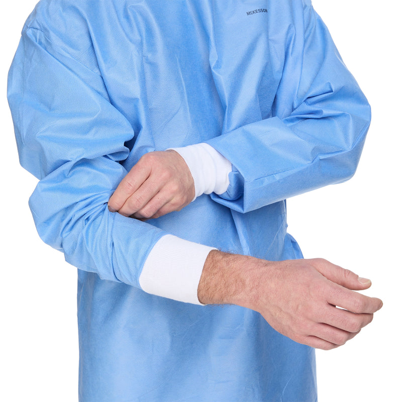 Non-Reinforced Surgical Gown with Towel McKesson X-Large Blue Sterile AAMI Level 3 Disposable