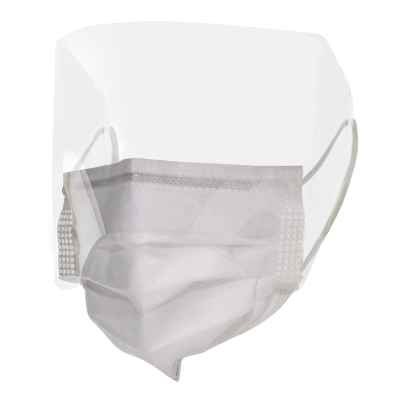 Procedure Mask with Eye Shield McKesson Anti-fog Strip ASTM Level 3 Earloops One Size Fits Most